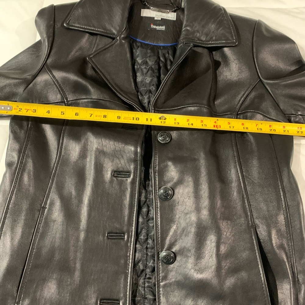 🖤 Like NEW! Wilsons Black Genuine Leather Full Knee Length Coat, L,Large - Picture 8 of 9